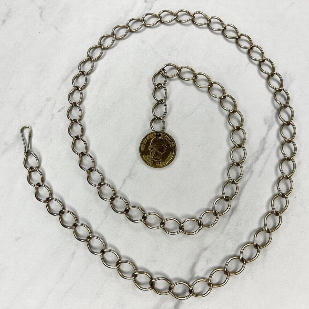 George Washington Coin Chain Belt Gold Tone Y2K Small (S) ✨